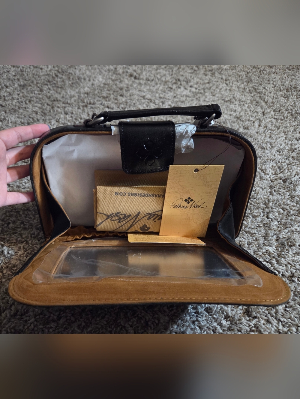 Patricia Nash Tessi Leather Makeup Purse In Black - Picture 4 of 6